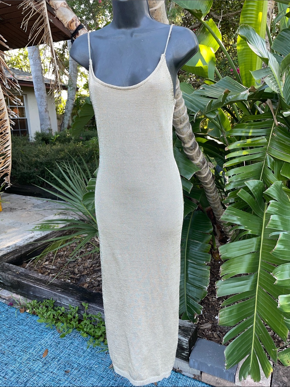 Champagne metallic chain mail slipped dress